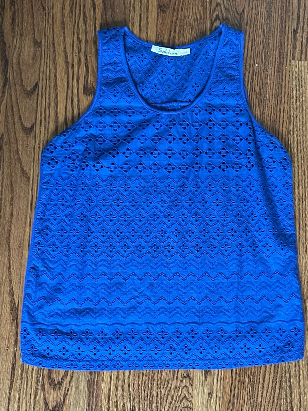 Solitaire royal blue eyelet tank top